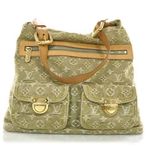 louis vuitton green denim bag